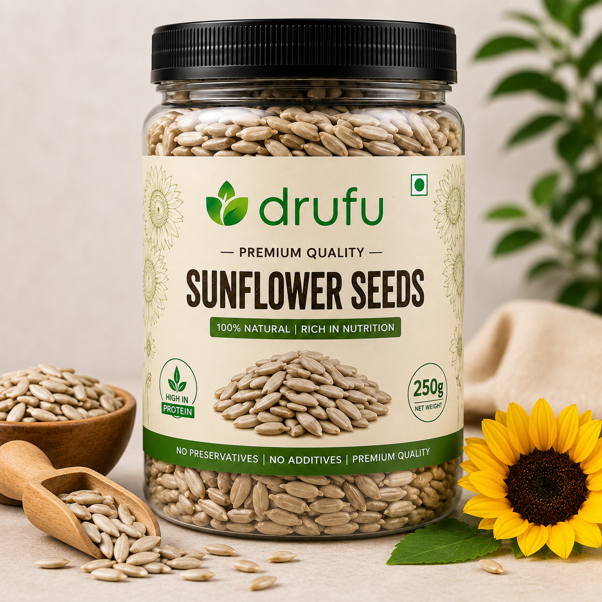 Drufu Sunflower Seeds – 100% Natural | Rich in Protein & Fiber | 250g