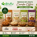 Rakhi Special Dry Fruit Gift Box – 4 Premium Packs (250g Each) | Cashew, Almond, Pistachio & Anjeer | Free Rakhi | ₹999